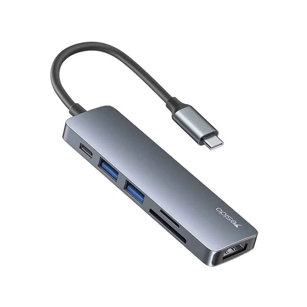 موزع 6 في 1 من Yesido HB11 Type-C PD موزع 6 في 1 من Yesido HB11 Type-C PD