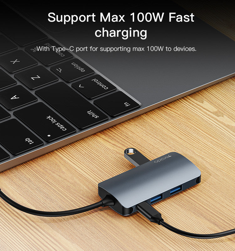 موزع USB عالي السرعة متعدد المنافذ 7 في 1 من Yesido HB16 موزع USB عالي السرعة متعدد المنافذ 7 في 1 من Yesido HB16
