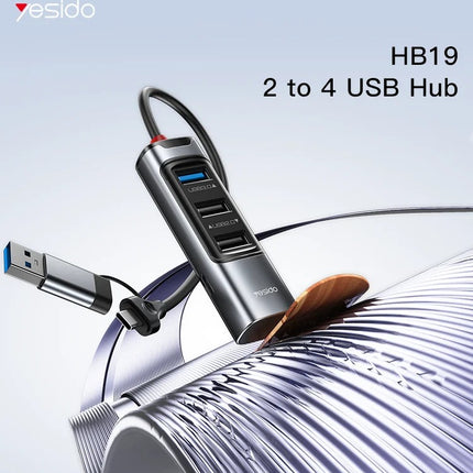 محول موزع USB 4 في 2 من Yesido HB19