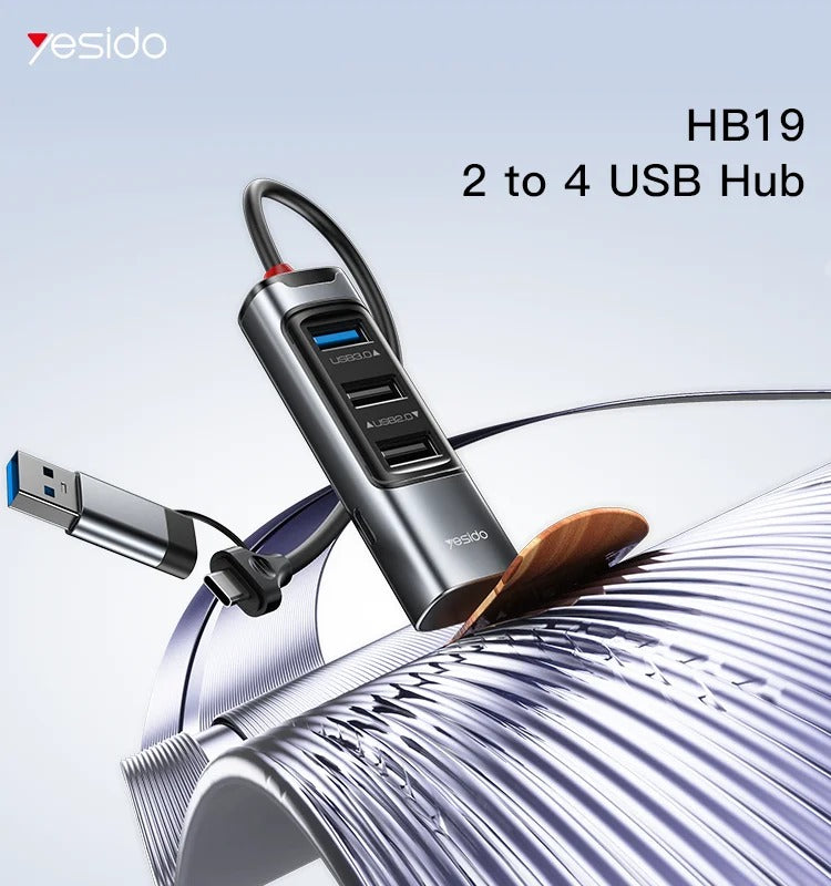 محول موزع USB 4 في 2 من Yesido HB19 محول موزع USB 4 في 2 من Yesido HB19