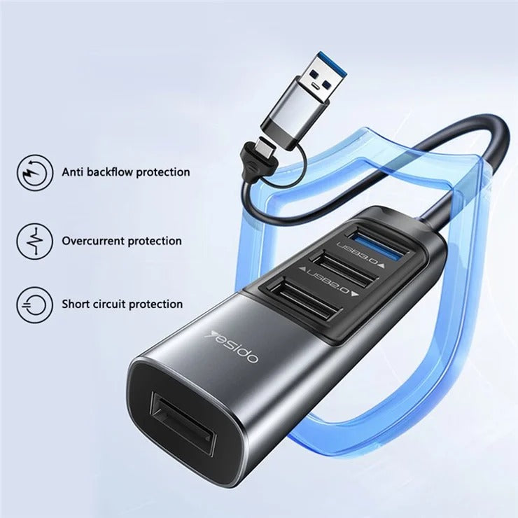محول موزع USB 5 في 2 من Yesido HB20 محول موزع USB 5 في 2 من Yesido HB20