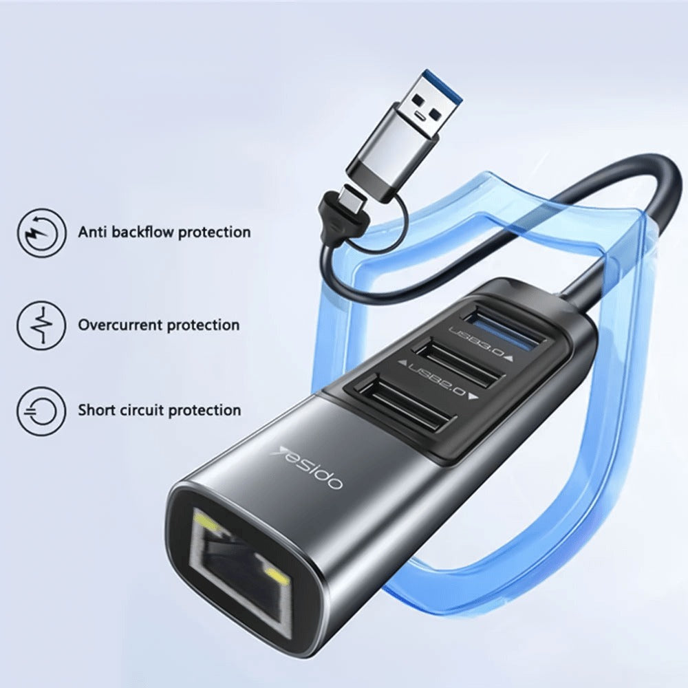 محول موزع USB 5 في 2 من Yesido HB21 محول موزع USB 5 في 2 من Yesido HB21