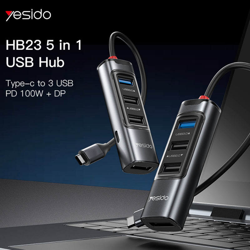 محول من Type-C 5 في 1 من Yesido HB22 محول من Type-C 5 في 1 من Yesido HB22