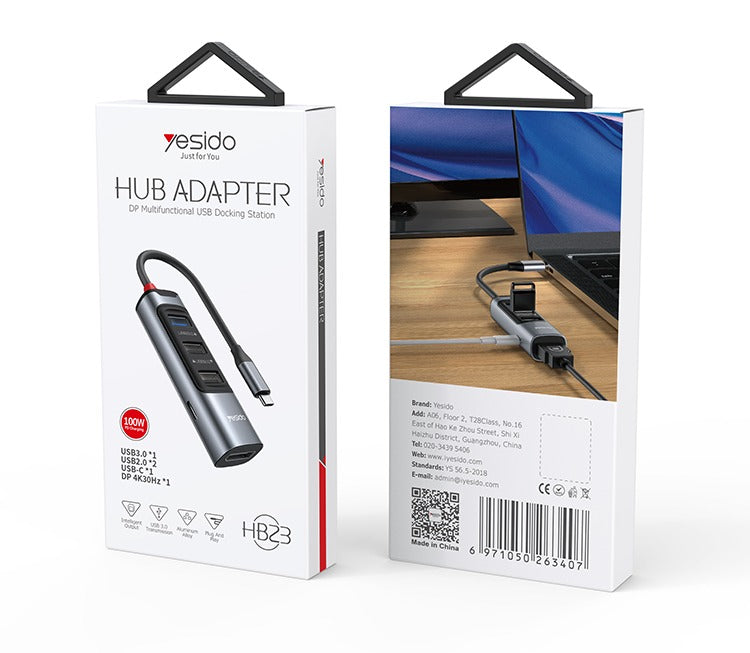 محول من Type-C 5 في 1 من Yesido HB23 محول من Type-C 5 في 1 من Yesido HB23