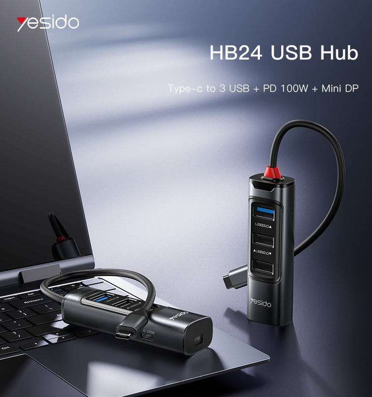 محول من Type-C 5 في 1 من Yesido HB24 محول من Type-C 5 في 1 من Yesido HB24