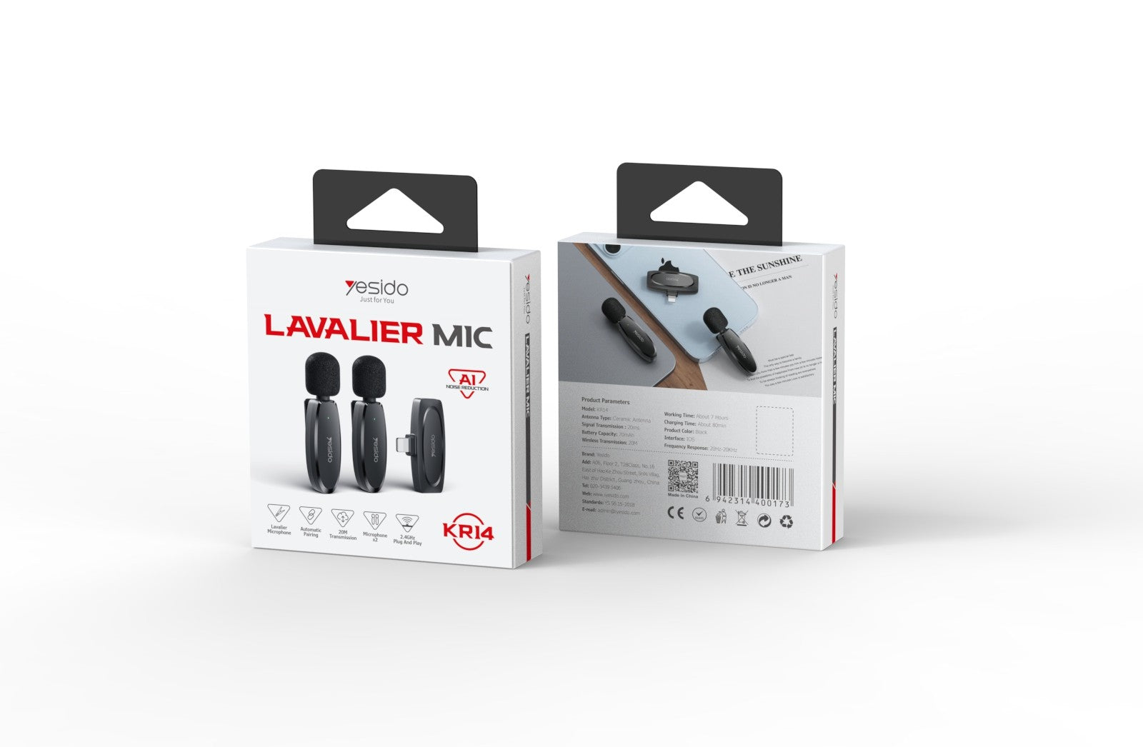ميكروفون Lavalier لاسلكي Low-Latency من Yesido KR11 مع مستقبل Type-C ميكروفون Lavalier لاسلكي Low-Latency من Yesido KR11 مع مستقبل Type-C
