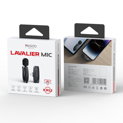 ميكروفون Lavalier لاسلكي Low-Latency من Yesido KR12 مع مستقبل Lightning