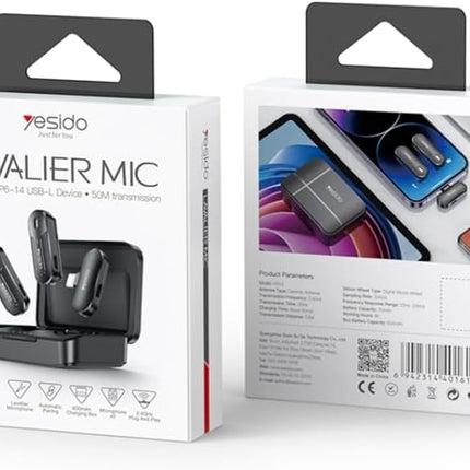 ميكروفون Lavalier لاسلكي 2 في 1 من Yesido KR16 مع مستقبل Lightning