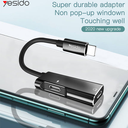 محول صوت 2 في 1 من Yesido YAU12 Lightning إلى Lightning مزدوج