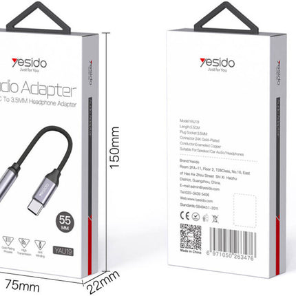 Yesido YAU19 Type-C to 3.5mm AUX Audio Cable with Digital Decode Chip