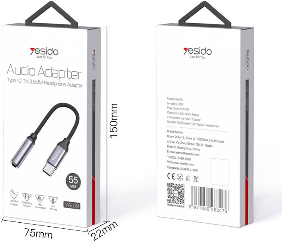 Yesido YAU19 Type-C to 3.5mm AUX Audio Cable with Digital Decode Chip Yesido YAU19 Type-C to 3.5mm AUX Audio Cable with Digital Decode Chip