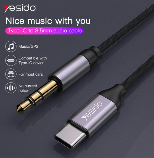 Yesido YAU20 3.5mm to Type-C AUX Audio Cable with Digital Decode Chip (1M) Yesido YAU20 3.5mm to Type-C AUX Audio Cable with Digital Decode Chip (1M)