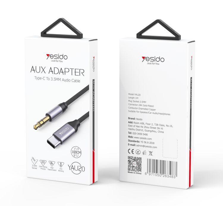 Yesido YAU20 3.5mm to Type-C AUX Audio Cable with Digital Decode Chip (1M) Yesido YAU20 3.5mm to Type-C AUX Audio Cable with Digital Decode Chip (1M)
