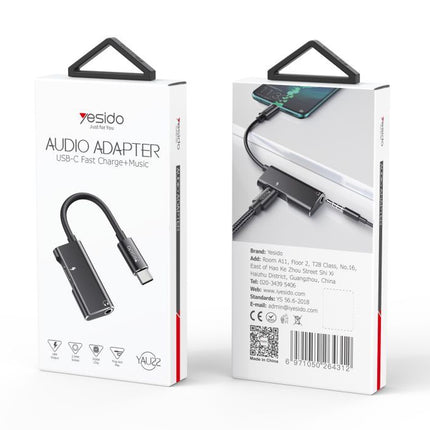 Yesido YAU22 Aluminum Alloy 2-in-1 Type-C to Type-C and 3.5mm Audio