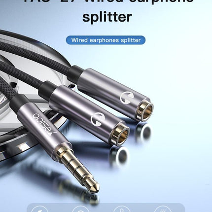 Yesido YAU27 3.5mm Audio Splitter Male to Dual Female Dual Headset Cable