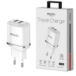 شاحن سفر Yesido YC26 (EU) بمنفذي USB وكابل Micro شاحن سفر Yesido YC26 (EU) بمنفذي USB وكابل Micro