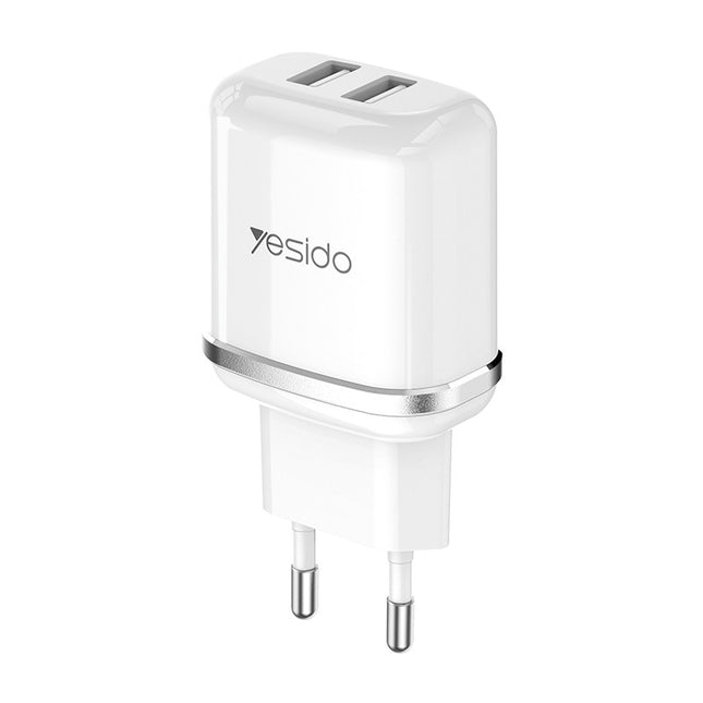شاحن سفر Yesido YC26 (EU) بمنفذي USB وكابل Micro