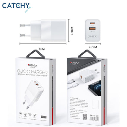 شاحن Yesido YC32-EU PD 20W + QC3.0 السريع