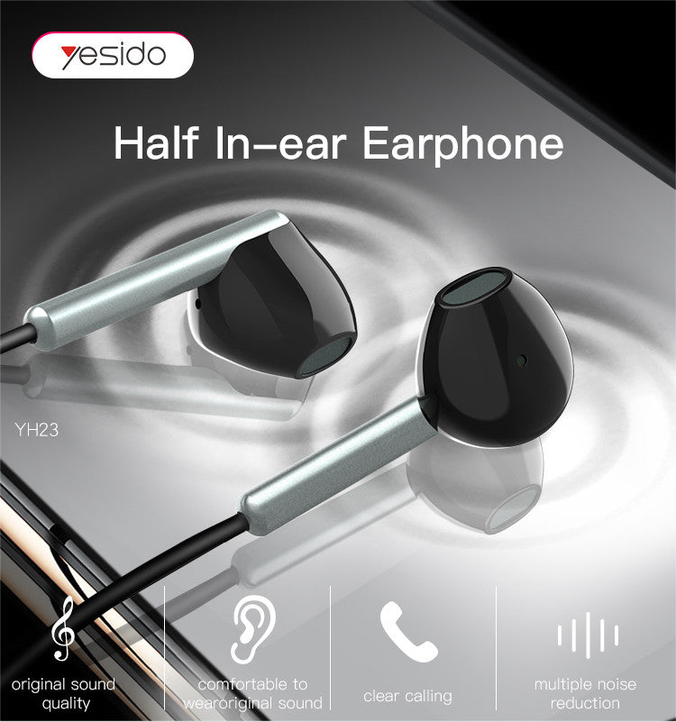 Yesido YH23 Half-in-Ear Wired Stereo 3.5mm Earphone Yesido YH23 Half-in-Ear Wired Stereo 3.5mm Earphone