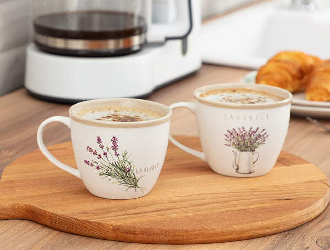 Lavender Pente 2-Piece Mug Set - Ethno-Modern Design
