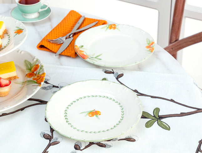 Iğde Pattern 6-Piece Dessert Plate Set - Elegant Tableware