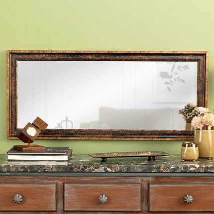 Aubert Brown Vintage Wall Mirror with Amber & Green Tones