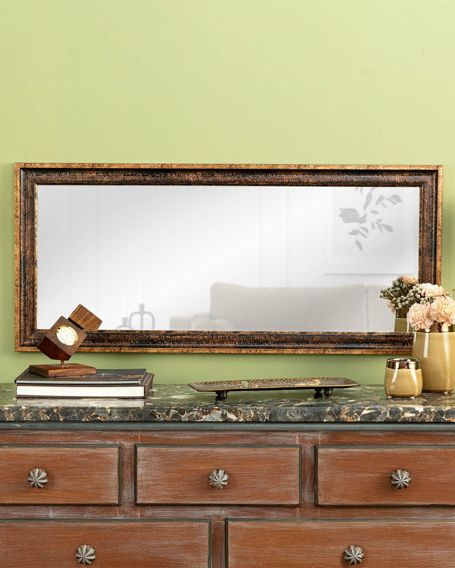 Aubert Brown Vintage Wall Mirror with Amber & Green Tones