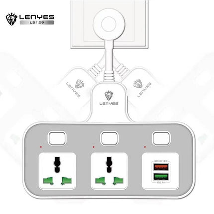 وصلة شاحن LENYES LCH-57 GaN PD متعدد المنافذ بقوة 65 واط - لون أبيض