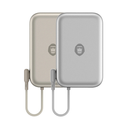 BLUEO BL039 Space Capsule Magnetic Wireless Power Bank with Built-In Cable (10000 mAh) - Silver Titanium