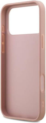 كفر جيس (Guess) بريق "Glitter" مع شعار 4G المعدني الكبير للايفون 17 برو و17 برو ماكس - زهري