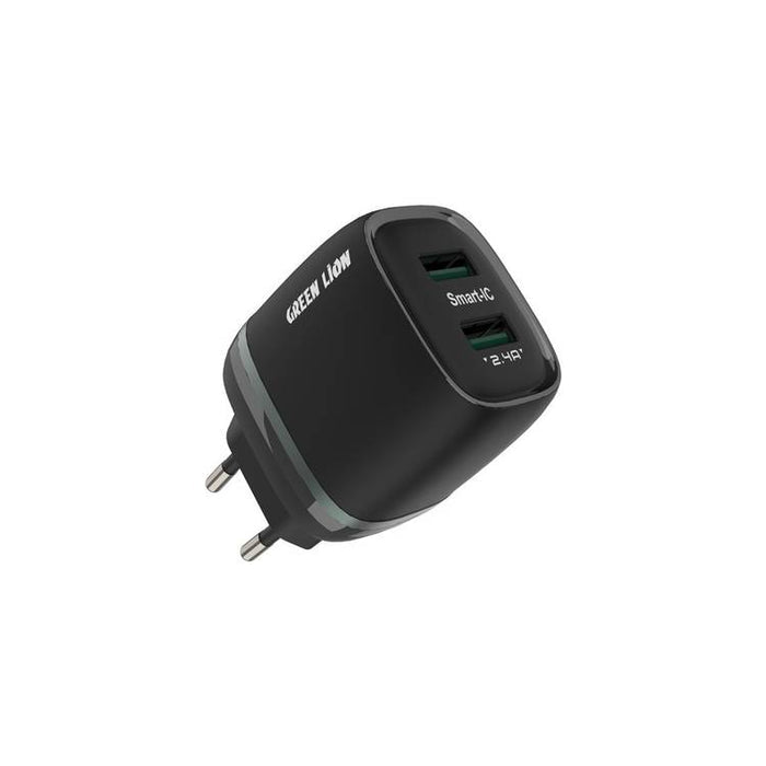 شاحن جداري جرين ليون (Green Lion) بمنفذين USB وقوة 12 واط مع كابل USB-C بطول 1 متر - أسود شاحن جداري جرين ليون (Green Lion) بمنفذين USB وقوة 12 واط مع كابل USB-C بطول 1 متر - أسود