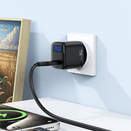 Acefast A113 GaN PD 20W Fast Wall Charger, USB-C Power Delivery, Compact Design & Multi-Protection Safety - Black (EU Plug)