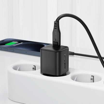 Acefast A17 GaN Smart Wall Charger 20W PD Fast Charge, Ultra-Compact Type-C Power Adapter for iPhone, Samsung, and AirPods - White (EU Plug)