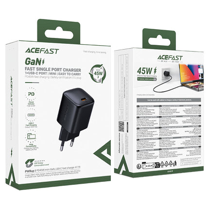 Acefast A119 45W GaN Fast Wall Charger, USB-C PD 3.0 Power Adapter, Compact & Safety-Certified Charger for iPhone, Samsung, & Laptops