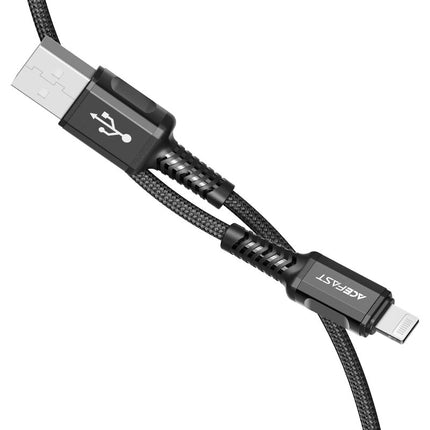 Acefast C1-02 USB-A to Lightning Charging & Data Cable, 2.4A Fast Charging, Durable & Flexible TPE Sync Cord, 1.2m Reliable Cable for iPhone, iPad & iPod - Black