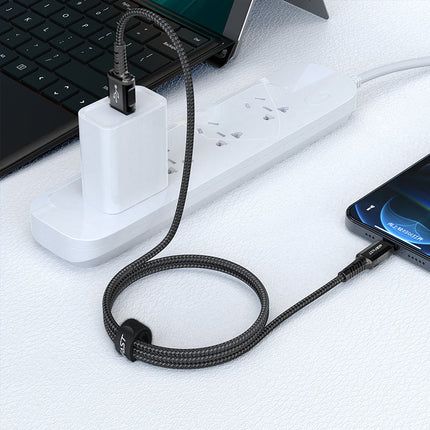 Acefast C1-02 USB-A to Lightning Charging & Data Cable, 2.4A Fast Charging, Durable & Flexible TPE Sync Cord, 1.2m Reliable Cable for iPhone, iPad & iPod - Black