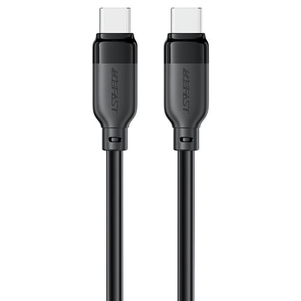 كابل شحن سريع أيس فاست (Acefast C16-03) من USB-C إلى USB-C بقوة 60 واط، يدعم PD، تصميم معزز ضد الكسر بطول 1.2 متر من الـ PVC المرن للابتوب والموبايل - أسود