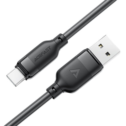 كابل شحن ونقل بيانات أيس فاست (Acefast C16-04) من USB-A إلى USB-C، شحن سريع بقدرة 3 أمبير، تصميم معزز ضد الكسر بطول 1.2 متر من الـ PVC المرن - أسود