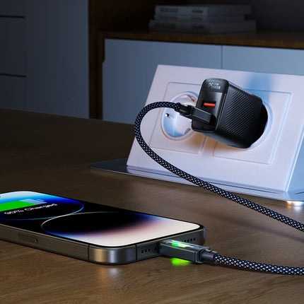 Acefast C21-03 USB-C to USB-C 60W Fast Charging Cable, PD Support, Durable Braided Nylon Sync Cord, 1.2m High-Speed Cable for Laptop, Tablet & Phone - Black