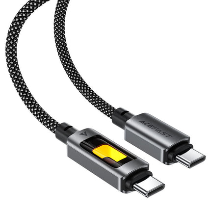 Acefast C21-03 USB-C to USB-C 60W Fast Charging Cable, PD Support, Durable Braided Nylon Sync Cord, 1.2m High-Speed Cable for Laptop, Tablet & Phone - Black