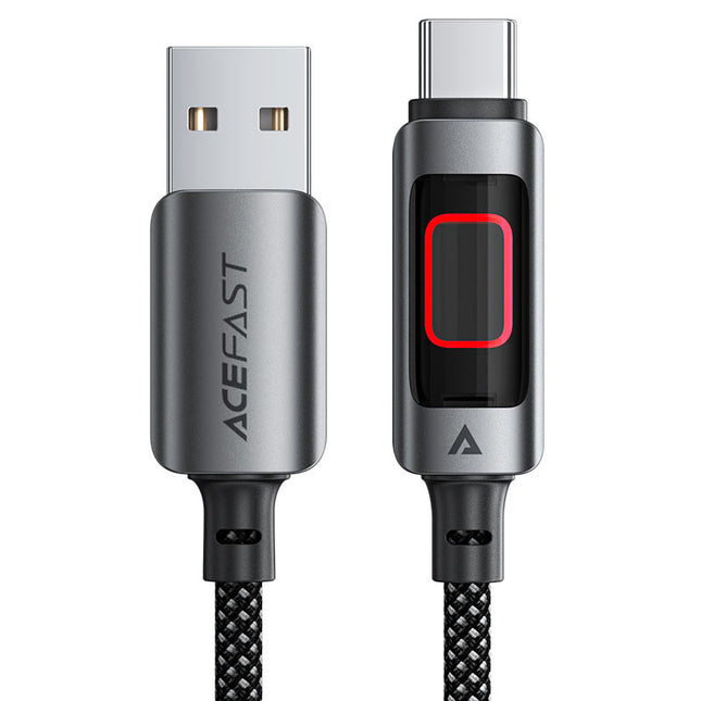 Acefast C21-04 USB-A to USB-C Charging & Data Cable, 3A Fast Charging, Durable Braided Nylon Cord, 1.2m High-Speed Sync Cable - Black