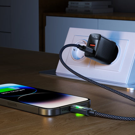 Acefast C21-04 USB-A to USB-C Charging & Data Cable, 3A Fast Charging, Durable Braided Nylon Cord, 1.2m High-Speed Sync Cable - Black