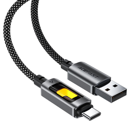 Acefast C21-04 USB-A to USB-C Charging & Data Cable, 3A Fast Charging, Durable Braided Nylon Cord, 1.2m High-Speed Sync Cable - Black