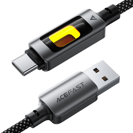 Acefast C21-04 USB-A to USB-C Charging & Data Cable, 3A Fast Charging, Durable Braided Nylon Cord, 1.2m High-Speed Sync Cable - Black