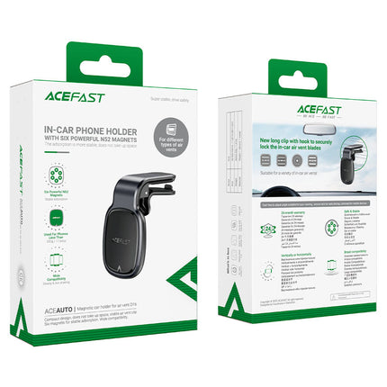 Acefast D19 Magnetic Air Vent Car Phone Mount, 6 Powerful N52 Magnets, 360° Rotation Compact Holder with Secure Non-Slip Clip - Black