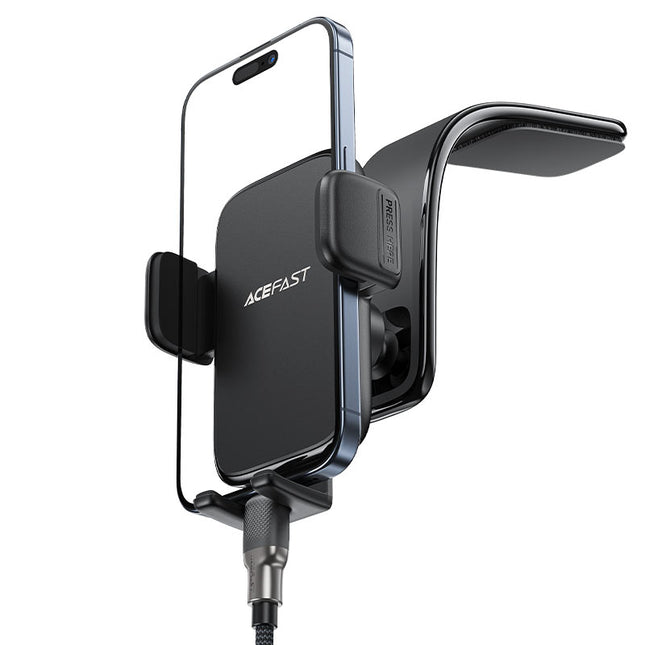 قاعدة تثبيت الهاتف أيس فاست (Acefast D28) للمكيف، حامل هاتف شامل بآلية تحرير سريعة بزر واحد، دوران 360 درجة وملقط مكيف آمن مع وسادات سيليكون مانعة للانزلاق - أسود