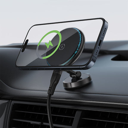 Acefast D30 Magnetic Wireless Car Charger 15W Fast Charge, MagSafe Compatible Phone Holder, 360° Rotation Compact Air Vent Mount - Black