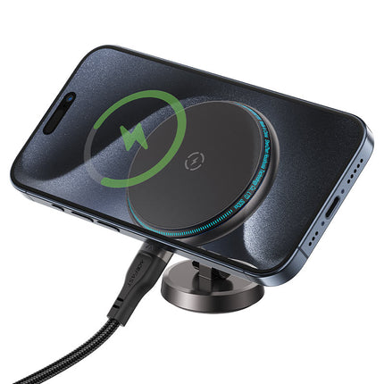 Acefast D30 Magnetic Wireless Car Charger 15W Fast Charge, MagSafe Compatible Phone Holder, 360° Rotation Compact Air Vent Mount - Black