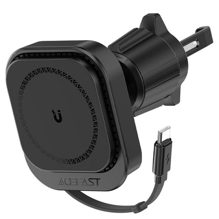 Acefast D32 Magnetic Wireless Car Charger 15W Fast Charge, MagSafe Compatible Phone Holder, 360° Rotation Secure Air Vent Mount - Black