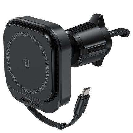 Acefast D32 Magnetic Wireless Car Charger 15W Fast Charge, MagSafe Compatible Phone Holder, 360° Rotation Secure Air Vent Mount - Black